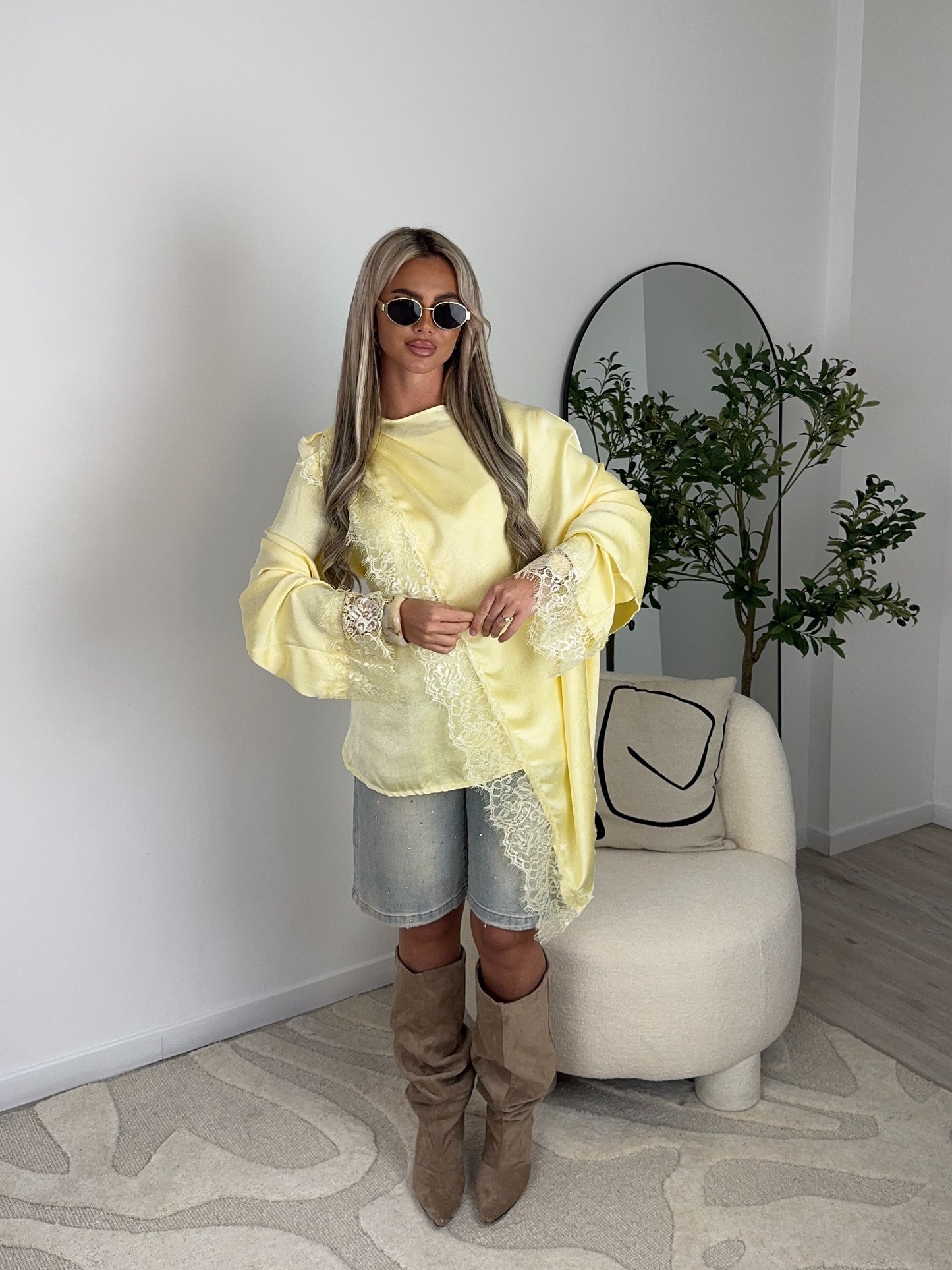 HAUT SATIN (jaune/taupe)