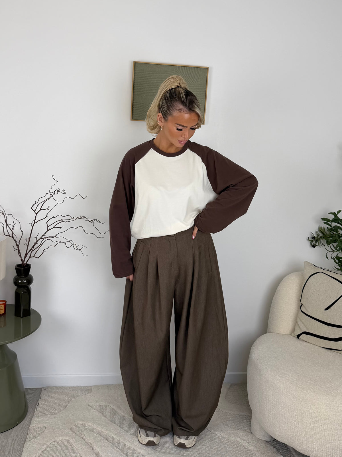 PANTALON LOLA BARREL (bleu/taupe)