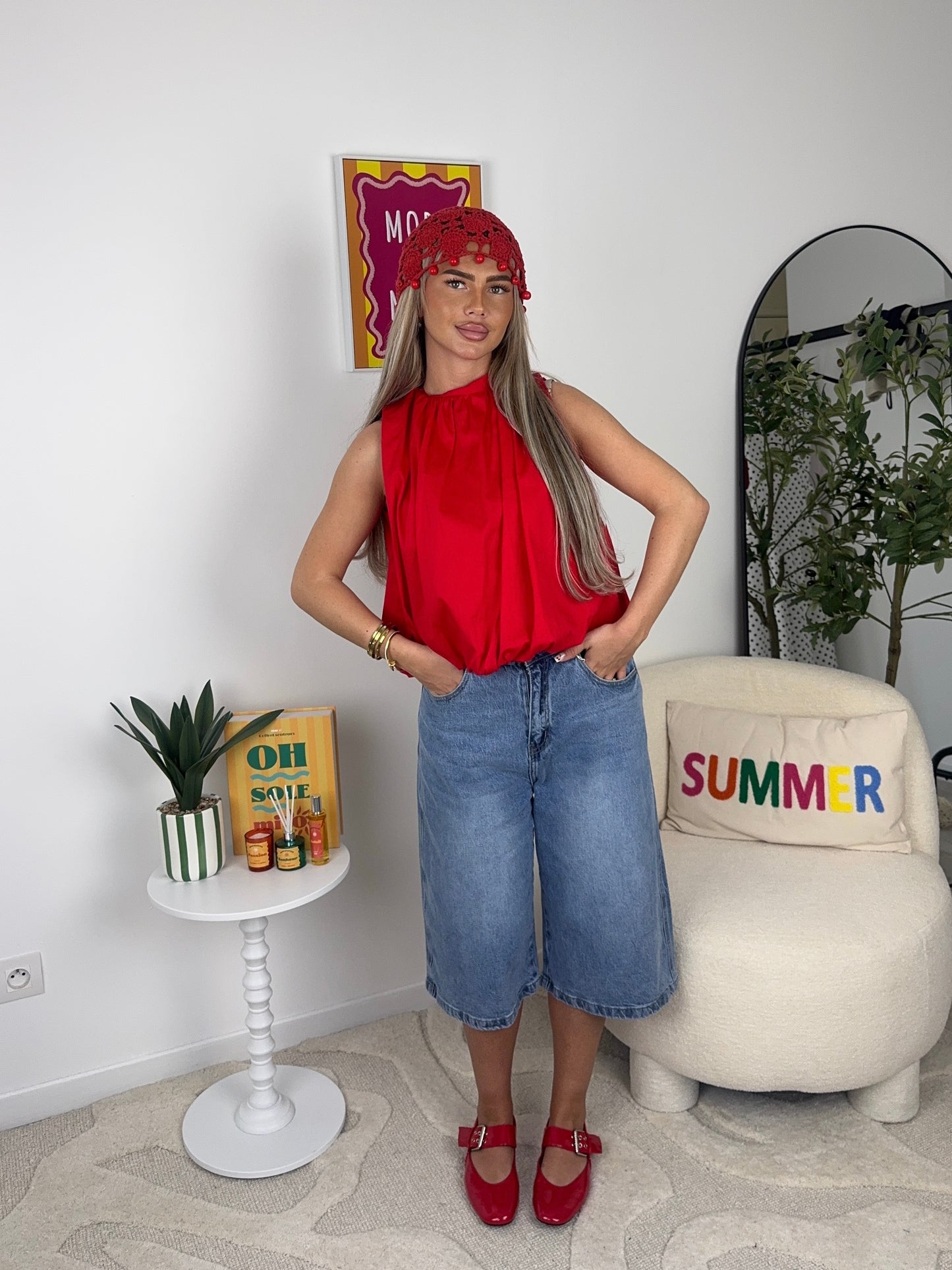 BLOUSE SIHAM (rouge ou pois )