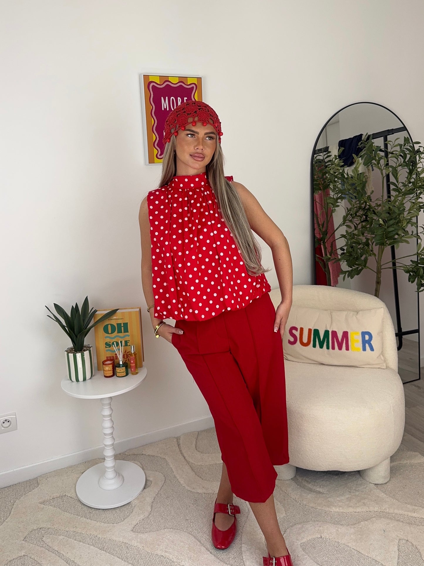 BLOUSE SIHAM (rouge ou pois )