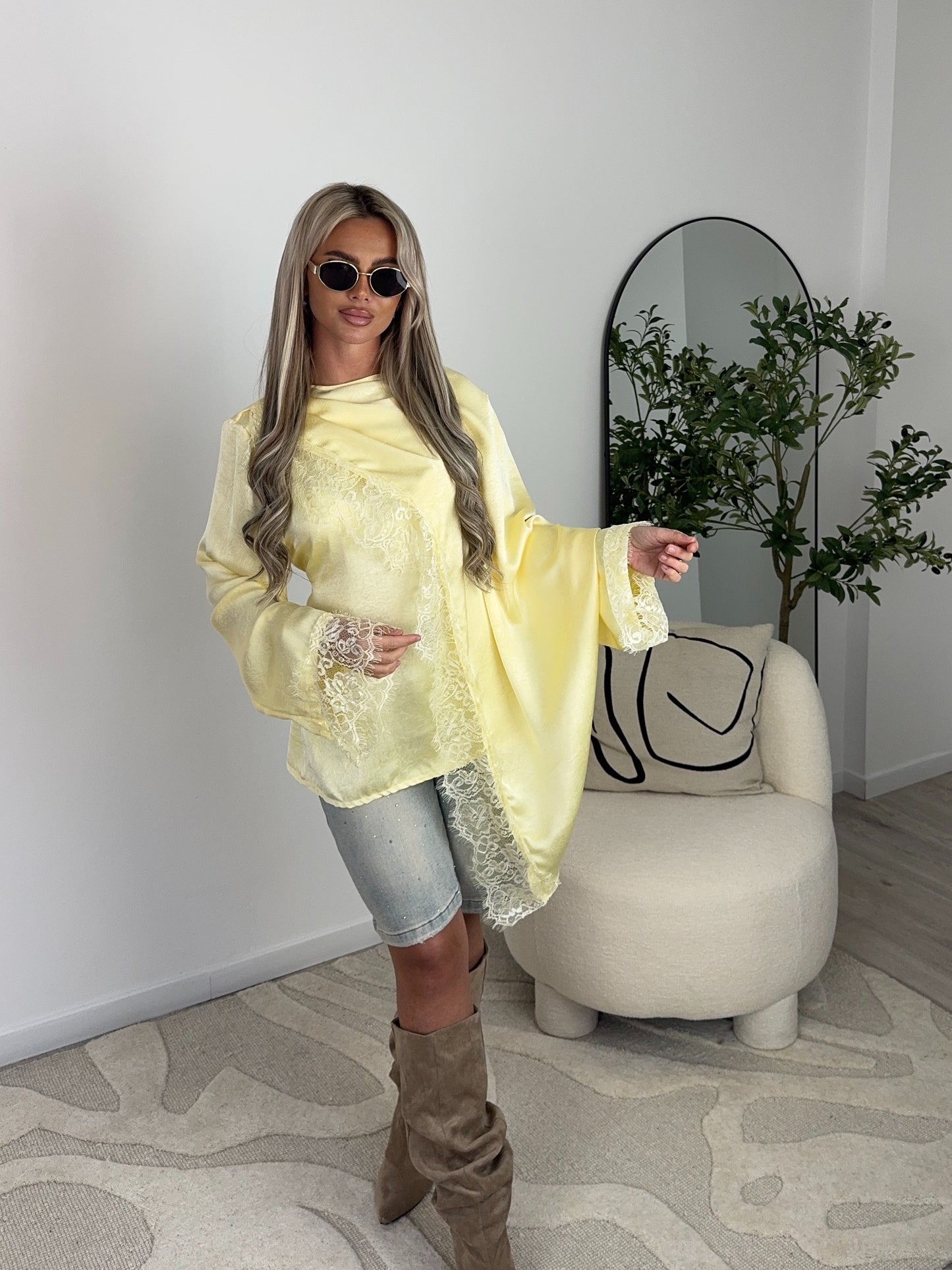 HAUT SATIN (jaune/taupe)