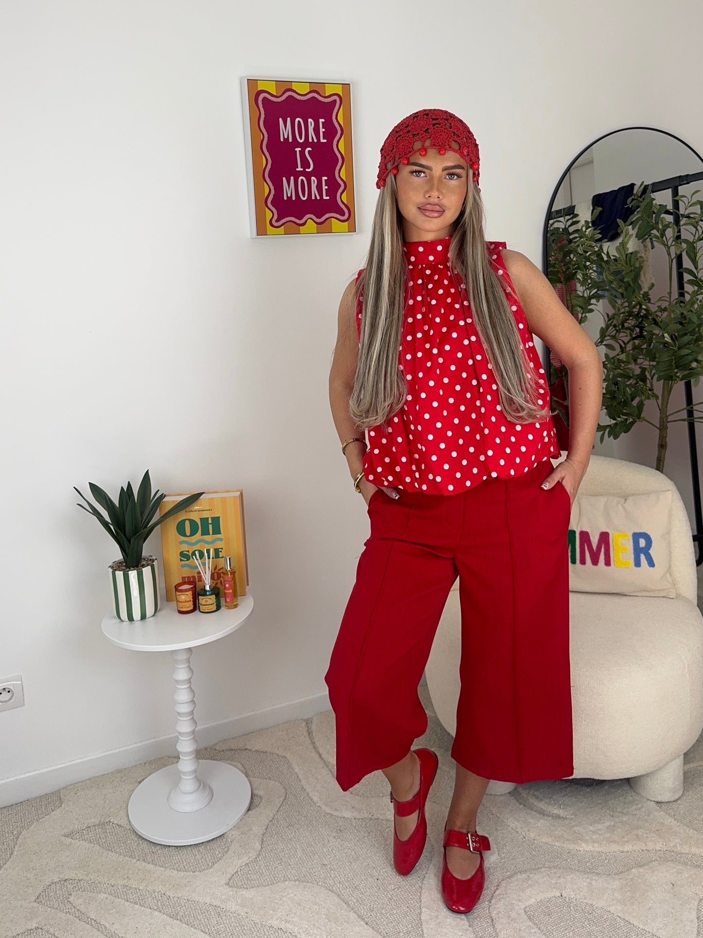 BLOUSE SIHAM (rouge ou pois )