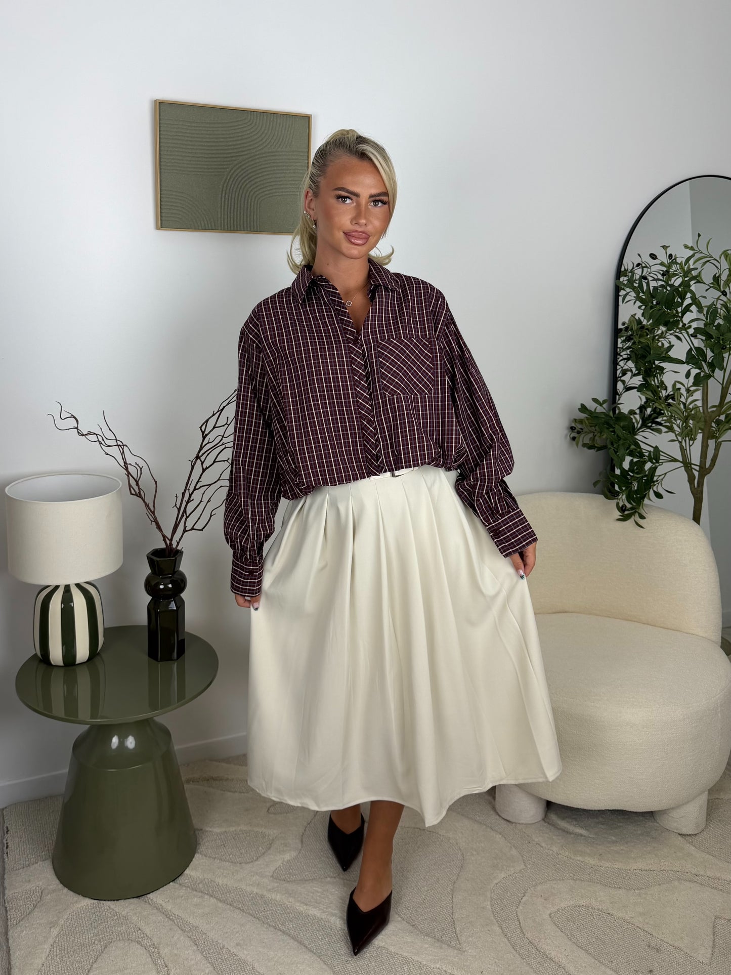 CHEMISE LISA (beige/bordeaux)
