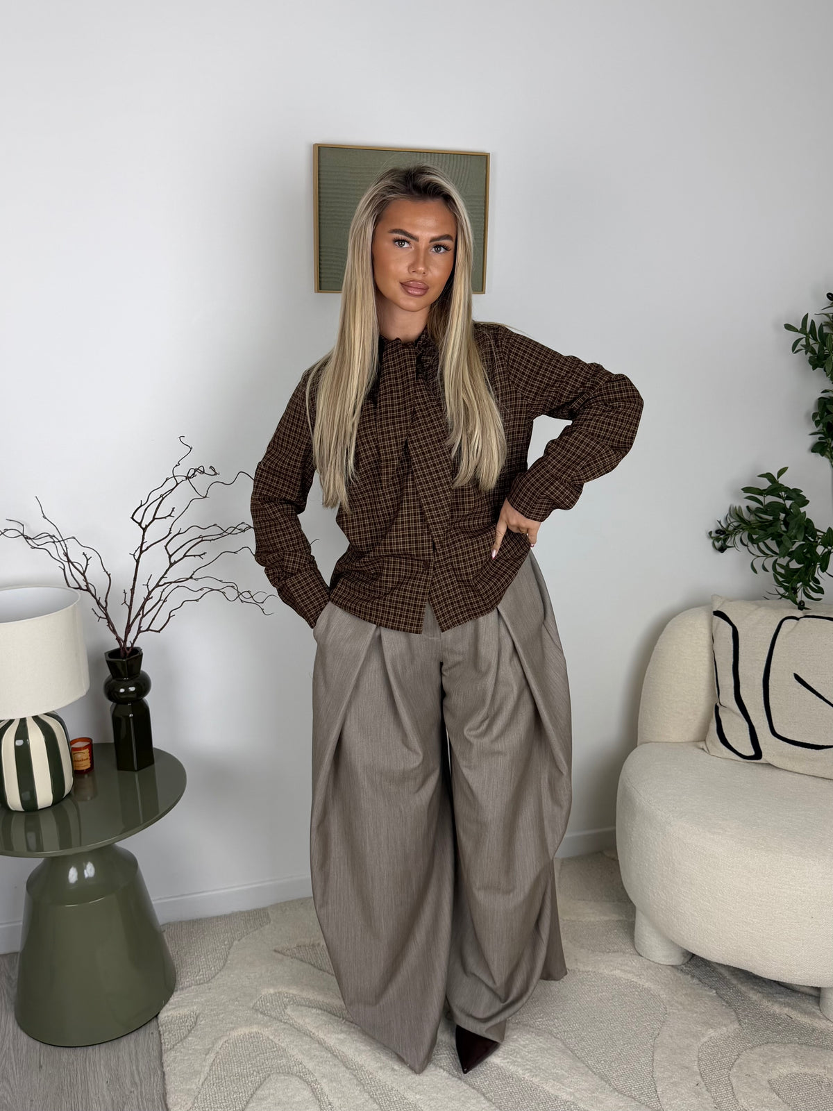 BLOUSE DEBBIE (Bleu/Camel)