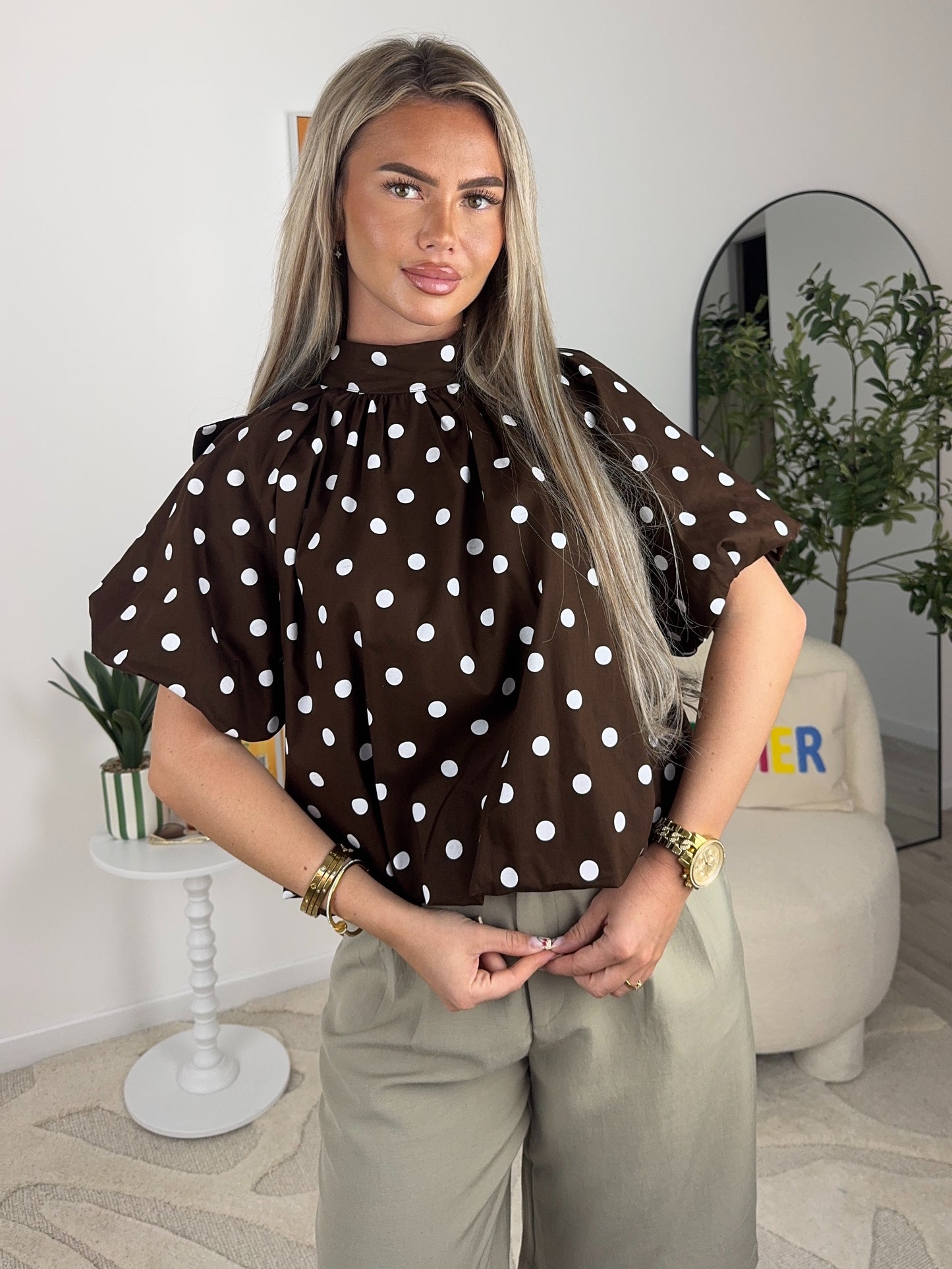 BLOUSE MIA (choco/beige)