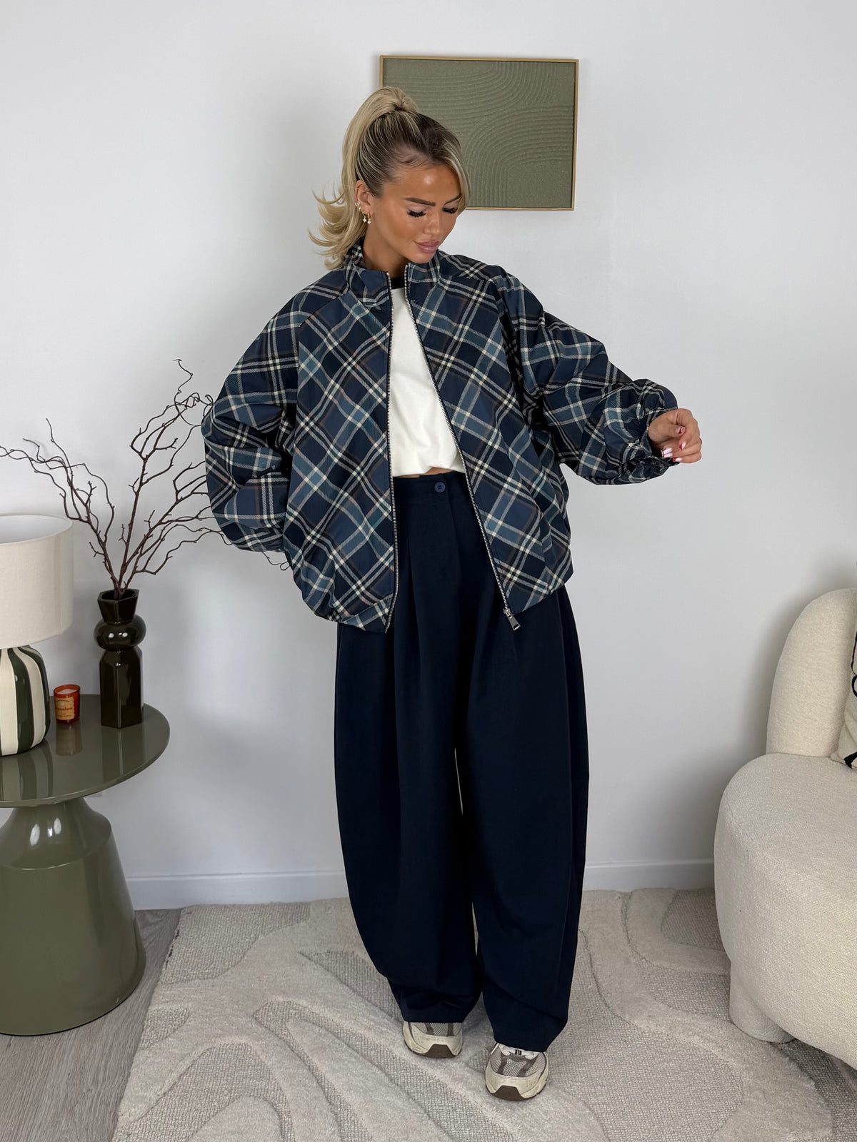 PANTALON LOLA BARREL (bleu/taupe)