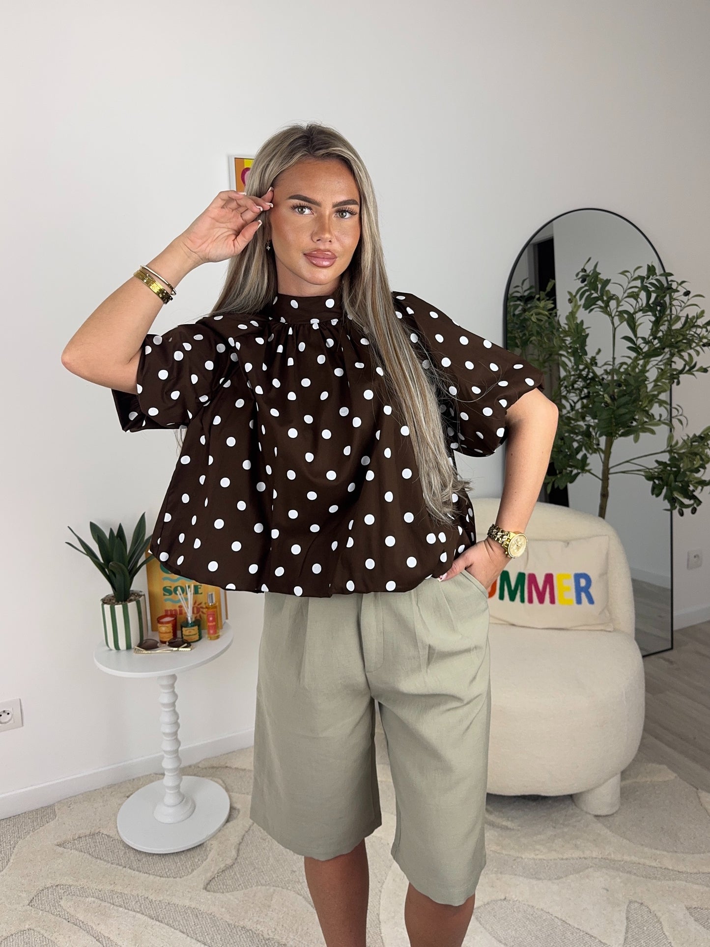 BLOUSE MIA (choco/beige)