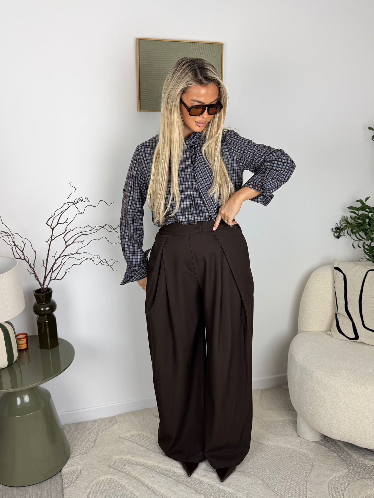 BLOUSE DEBBIE (Bleu/Camel)