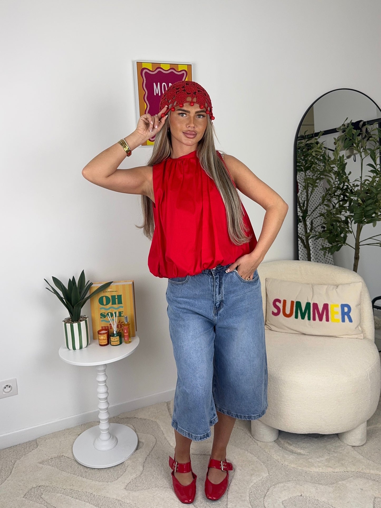 BLOUSE SIHAM (rouge ou pois )