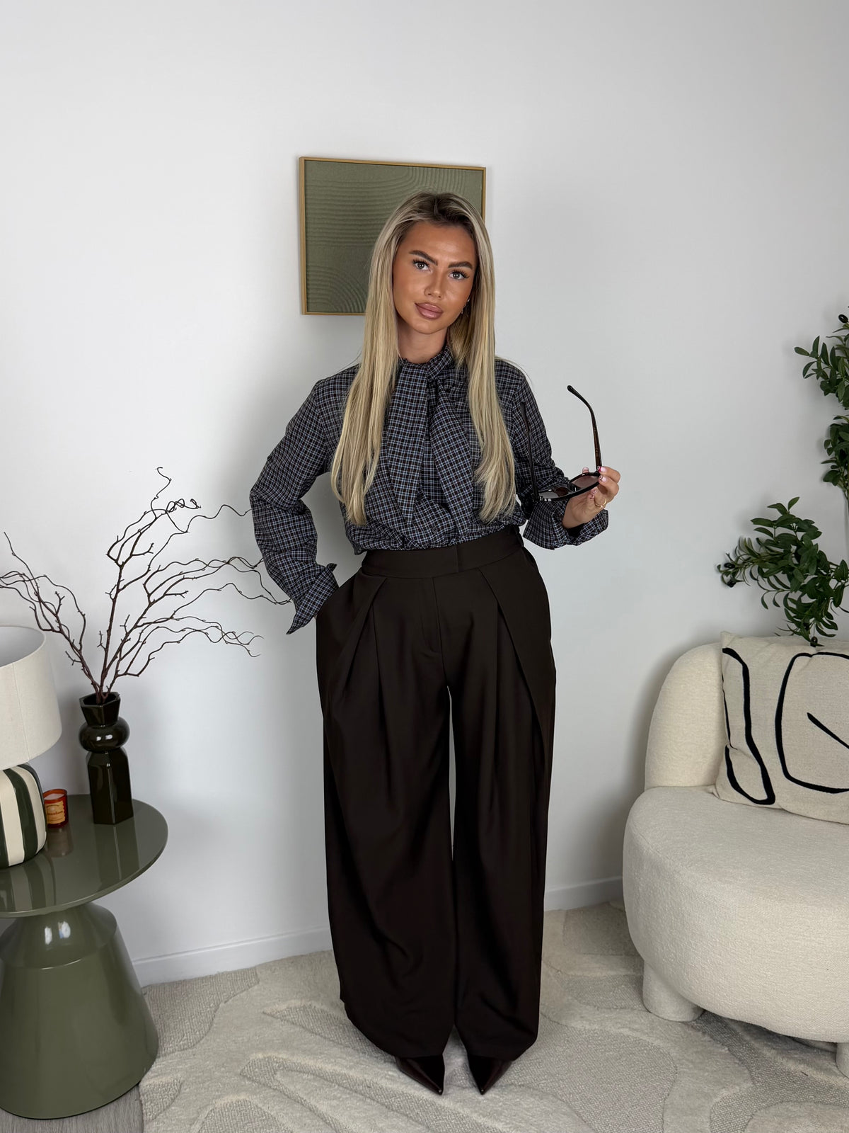 BLOUSE DEBBIE (Bleu/Camel)