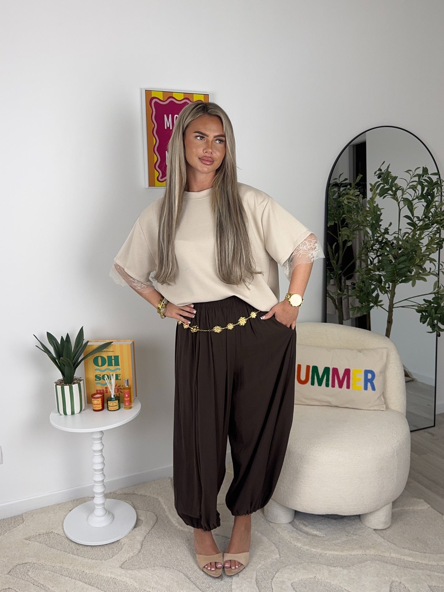 PANTALON MARIA (marron/blanc)